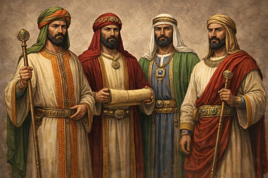 Nabataean court officials dressed as wealthy eastern dignitaries